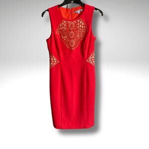 Classic Evening Style Quiet Luxury Red Lace Cocktail Sheath Dress